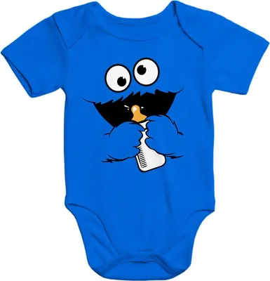 Produktbild von Baby Body Milchmonster Cookie Monster lustig Kostüm Moonworks® blau 0-3 Monate