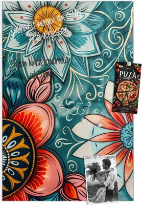 Produktbild von Magnettafel 40x60cm Pinnwand Whiteboard beschreibbar - Blumenmuster Mandala