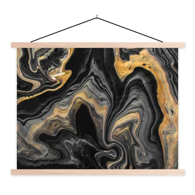 Produktbild von MuchoWow® Textilposter Marmor - Acryl - Gold - Luxus - Abstrakt 60x45 cm mit holzfarbenen Rahmen - Bild