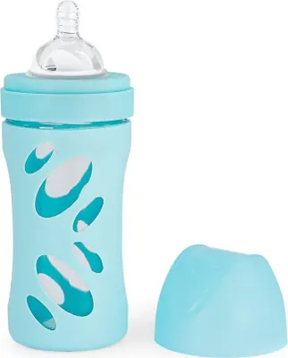 Image de Biberon Twistshake en verre 260 ml - Tétine anti-coliques pour bébés de 2 mois et plus Bleu