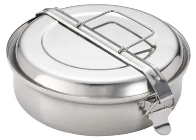 Produktbild von Camping Geschirrset, Lunchbox, Edelstahl, 20 cm Durchmesser, 1,8 Liter Fassungsvermögen, Silber