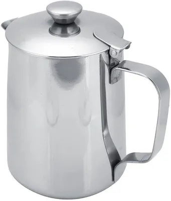 Obrázek produktu pro Nerezová konvička na mléko o objemu 600 ml s víčkem pro přípravu kávy a latte art