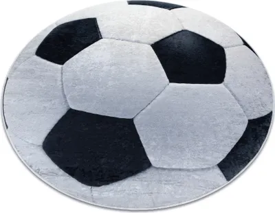 Produktbild von BAMBINO 2139 Kreis Waschteppich - Fußball für Kinder Anti-Rutsch - schwarz / weiß Schwarz rund 80 cm