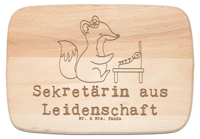 Produktbild von Mr. & Mrs. Panda schneidebrettchen Sekretärin Leidenschaft - Transparent - Geschenk, Frühstücksbrettchen, Holzbrett, Holzbrettchen, Frühstücksbrett, Schneidebrett