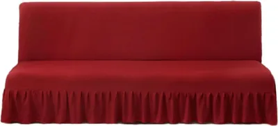 Obrázek produktu pro Potah s jednobarevným volánem, bez područek, 1-3místný, červený, 190-220 cm