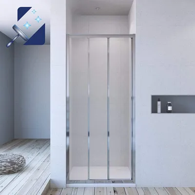 Produktbild von AQUABATOS 110 x 195 cm Duschtür Duschabtrennung Duschwand Glas Nischenschiebetür Schiebeglastür Schiebetür 3 Teilig 6mm Nano Klarglas