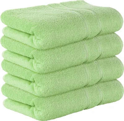 Produktbild von StickandShine 4er SET Premium Frottee Badetuch 100x150 cm in hellgrün  in 500g/m² aus 100% Baumwolle