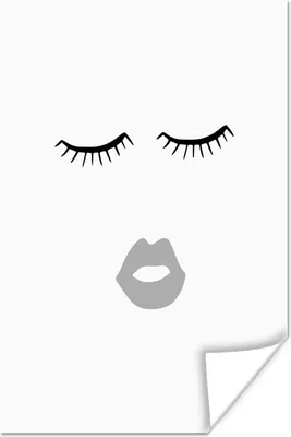 Produktbild von MuchoWow® Poster Augen - Lippen - Schwarz - Weiß 20x30 cm - Papierdruck