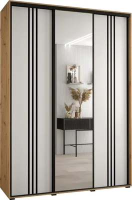 Produktbild von MEBLE KRYSPOL Davos 7 Schrank, drei Türen - 235,2x170x45 cm - Artisan Weiß Schwarz