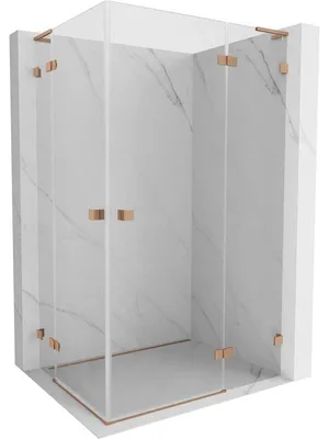 Obrázek produktu pro Mexen Lunar L Duo sprchový kout jednokřídlový pravý 100 x 80 cm, transparentní, kartáčovaná měď - 834L-100P-080L-65-00