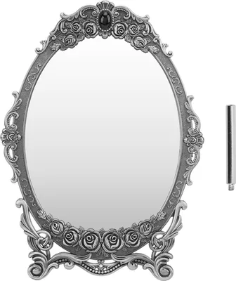 Produktbild von Retro Desktop Make -up Spiegel florale geprägte Perlenkanten klares Bild funktionaler Vintage Dekorationsilver