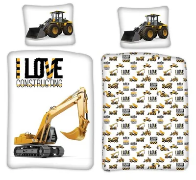Produktbild von Baby Bettwäsche Kran Bagger LKW Baustelle 100 x 135 cm