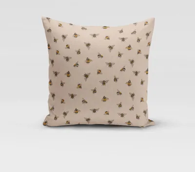 Produktbild von SCHÖNER LEBEN. Kissenhülle Bee Buzzing Bienen Hummeln natur gelb Größe 80x80cm (HxB) 80x80cm (HxB) Größe
