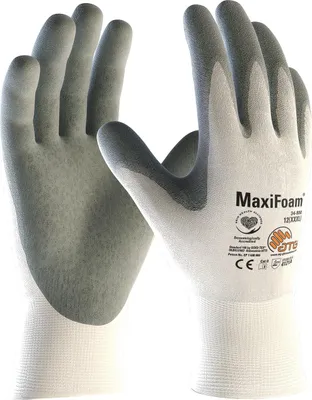 Produktbild von 12 Paar ATG® Nylon-Strickhandschuhe MaxiFoam® (34-800), weiß/grau , Größe 8 (M)