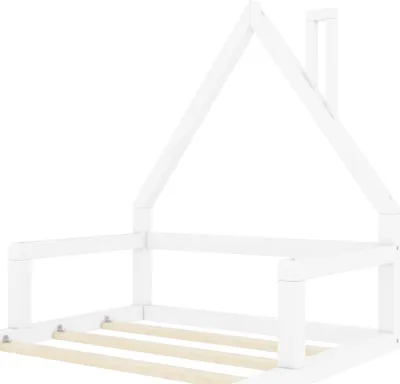 Produktbild von okwish Kinderbett Plattformbett 90×200 cm mit Lattenrost , massivbett Jugendbett für Jungen und Mädchen, Funktionelles Einzelbett Hausformbett(Ohne Matratze), Weiß