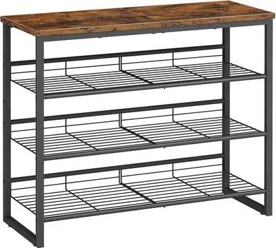 Produktbild von Famanu Schuhregal 4-lagig, verstellbar - Vintage Braun Schwarz