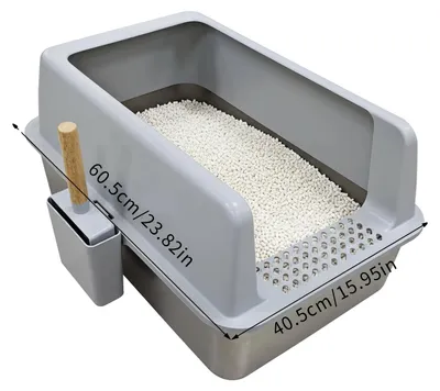 Image de Bac à litière pour chat, à bords hauts, facile à nettoyer, M (avec tapis)