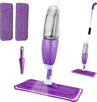 Productafbeelding van Famanu vloerreinigingsspray met mopfunctie en een waterreservoir van 600 ml - Geschikt voor zowel natte als droge reiniging - Wasbare microvezel moppen