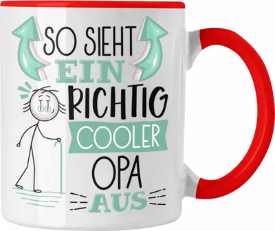 Produktbild von Trendation - Opa Tasse Geschenk So Sieht Ein RIchtig Cooler Opa Aus Geschenkidee Lustiger Spruch Geburtstag Becher Kaffeetasse Vatertag (Rot)