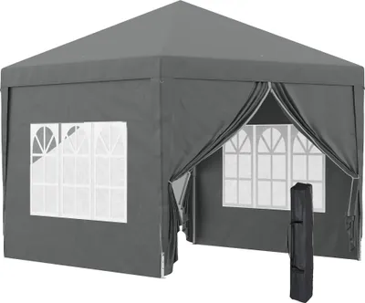 Produktbild von Faltpavillon - Partyzelt - 4 Seitenwände - Tragetasche - Oxford-Gewebe - Hellgrau