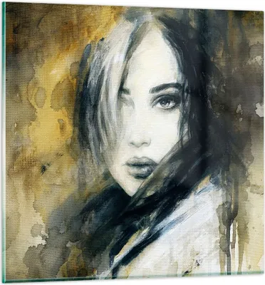Produktbild von Bilder auf glas - Frau Gesicht Lippen - 70x70cm - Glasbilder - Wandbilder - Kunstdruck - zum Aufhängen bereit - Wanddekoration aus Glas - Glas Bilder - Wandbild auf Glas - Einteilig - GAC70x70-4053