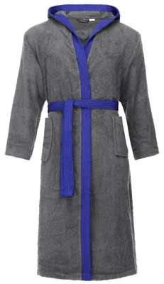 Produktbild von Ladeheid Herren Frottee Bademantel aus 100% Baumwolle LA40-190 (Dunkelgrau-12/Blau-28, L)
