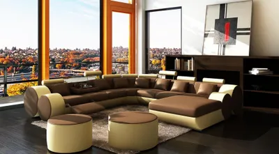 Zdjęcie produktu dla Wielofunkcyjna skórzana kanapa siedzisko tapicerka salon skórzany apartament sofa kanapa 3084