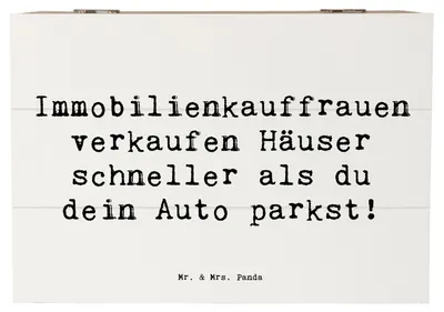 Produktbild von Mr. & Mrs. Panda Geschenkbox Spruch Immobilienkauffrau 22 x 15 cm - Weiß - Geschenk, Box, Mietrecht, Schnelligkeit im Verkauf, Berufsalltag, Immobiliengeschäft, Kauf