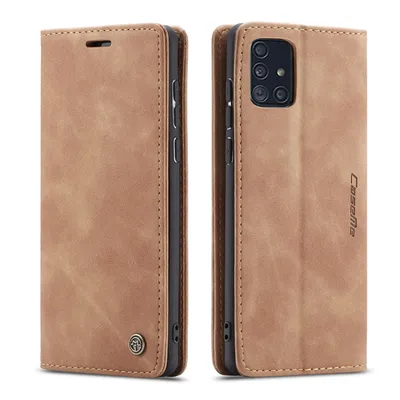 Produktbild von Galaxy A71 Hülle, Retro Kunstledertasche, Kartenfächer, Standfunktion Schutzhülle für Samsung Galaxy A71 Braun