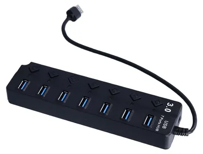 Zdjęcie produktu dla Niezależny przełącznik USB-C – kompaktowy rozgałęźnik USB z 7 portami do laptopów, komputerów stacjonarnych i urządzeń mobilnych