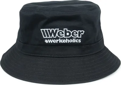 Produktbild von Weber #Werkeholics Fischerhut / Bucket Hat schwarz 100% Baumwolle Herren Damen mit Logostick Sonnenhut Mütze