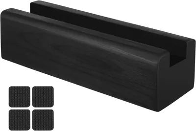 Image de Pied pour miroir sur pied avec support en bois, robuste, 25 x 7 x 7 cm, noir