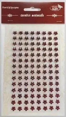 Immagine prodotto di Adesivi con cristalli «Fiori bordeaux» 8 mm, 112 pezzi - Galeria Hobby