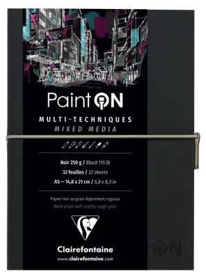 Obrázek produktu pro Clairefontaine Paint'On Skicář 32 A5 250 g Black