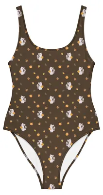 Produktbild von Mr. & Mrs. Panda Damen-Einteiler Waschbär Kürbis Größe XXL - Braun - Geschenk, Halloween Deko, Bademode, Beachwear, Damen-Badeanzug, Trick Or Treat, Dekoration, Badeanzug