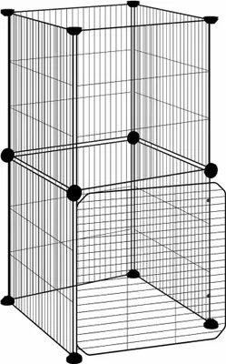 Image de vidaXL 8 pcs. cage pour animaux domestiques avec porte noir 35x35 cm acier