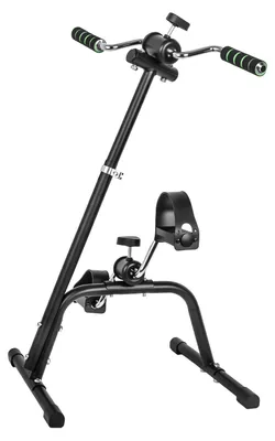 Image de Vélo d'appartement compact - Mini vélo à pédales pour les bras et les jambes - Réglable en hauteur - Capacité de charge de 120 kg - Antidérapant - Idéal pour les seniors, au bureau et à la maison - Noir