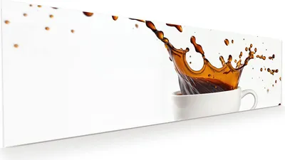 Produktbild von Glasbild 120x40cm in XXL für Wohnzimmer, Schlafzimmer Motiv Kaffeespritzer
