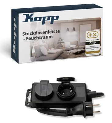 Productafbeelding van Kopp Kopp stekkerdoos, 2 voudig, zwart. Rectifier. Veilig en betrouwbaar