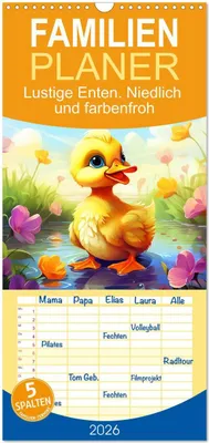 Produktbild von Familienplaner 2026 - Lustige Enten. Niedlich und farbenfroh mit 5 Spalten (Wandkalender, 21 x 45 cm) CALVENDO
