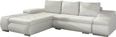 Produktbild von Ecksofa mit Schlaffunktion mit Bettkasten - Lionel (Weiß (Soft 17), Ecksofa Links), Couch L-Form Polstergarnitur Wohnlandschaft Polstersofa mit Ottomane Couchgranitur