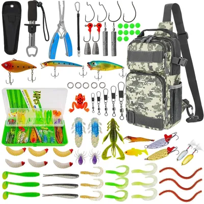 Produktbild von Ein 79-teiliges Angelausrüstungsset mit wasserdichtem Rucksack