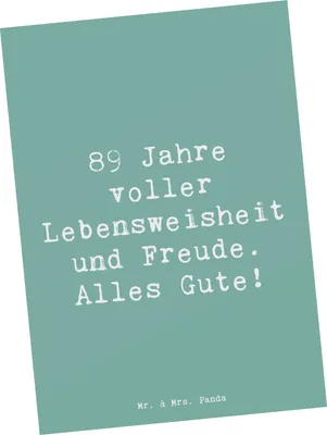 Produktbild von Mr. & Mrs. Panda Postkarte Spruch 89. Geburtstag Freude - Meeresbrise - Geschenk, Postkarten, Alter, Happy Birthday, bildkarte, Grußkarte, einzelkarte, Weisheit