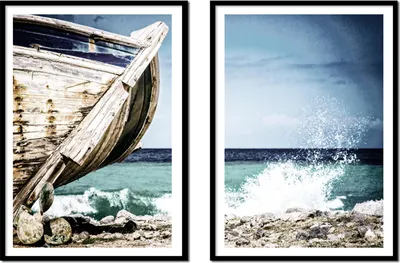 Obrázok produktu pre BILDPOSTER V RÁME 53x73cm Diptych s 2 obrazmi Loď More P2144