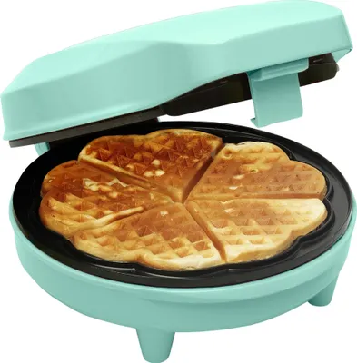 Produktbild von Bestron Waffeleisen für klassische Herzwaffeln, Waffelmaker mit Antihaftbeschichtung für Waffeln in Herzform, Retro Design, 700 Watt, Farbe: Mint