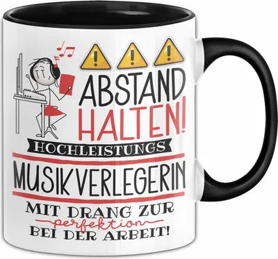 Produktbild von Musikverlegerin Tasse Geschenk Lustig Abstand Halten Hochleistungs-Musikverlegerin Mit Drang Zur Perfektion Bei Der Arbeit (Schwarz)