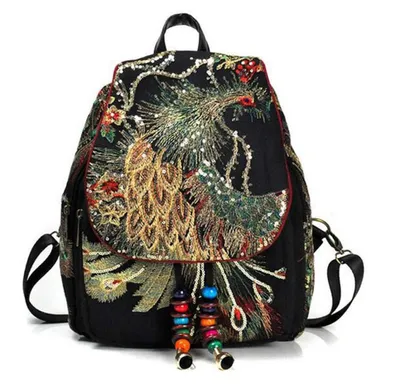Image de Solidchoice - Sac à dos de style ethnique, orné de paillettes et de broderies