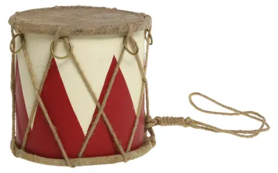 Produktbild von Chic Antique Vintage Trommel mit Leder – handgefertigte Dekotrommel aus Mangoholz