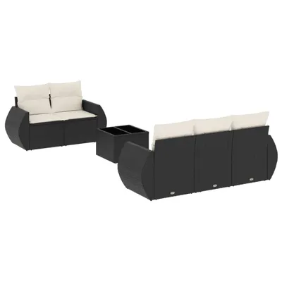 Produktbild von 6-tlg. Garten-Sofagarnitur mit Kissen Schwarz Poly Rattan