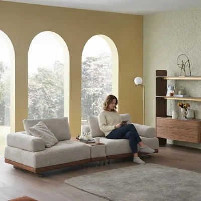 Obrázek produktu pro Dvoumístná pohovka, moderní styl, béžová barva, elegantní design, pohodlná pohovka